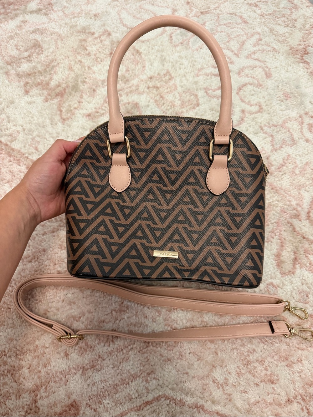 Aldo Handbag with Crossbody Strap and Pink Trimming